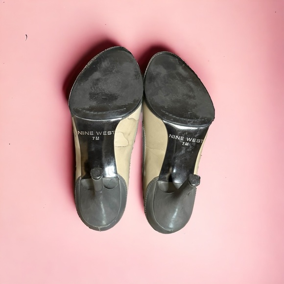 Nine West NATRIO Gray Color Block High Heel Leather Pumps Sz 7 M - Picture 6 of 7
